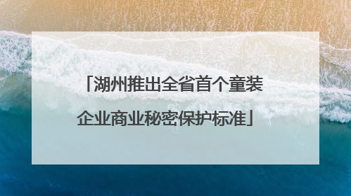 湖州推出全省首个童装企业商业秘密保护标准